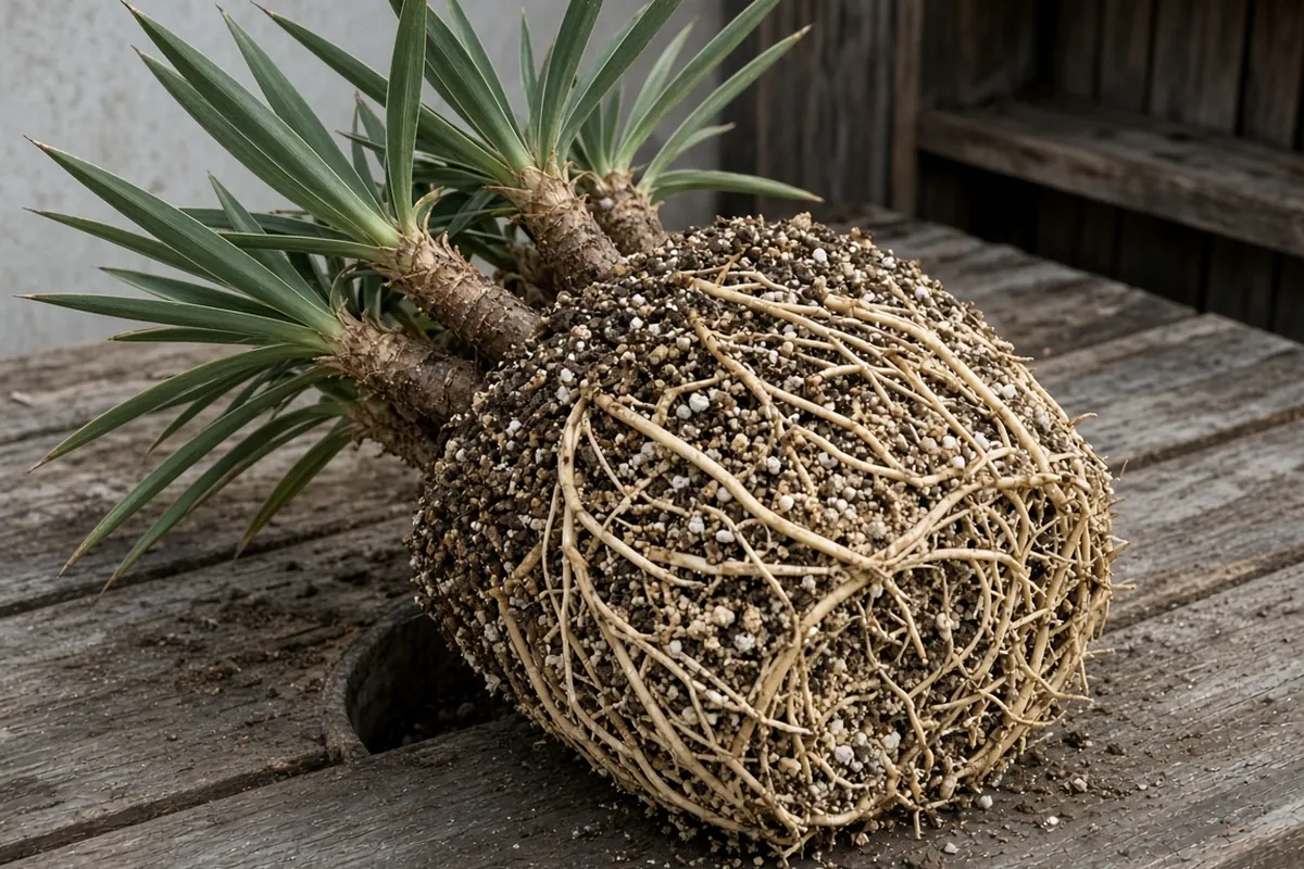 Yucca roots in a fast draining mix